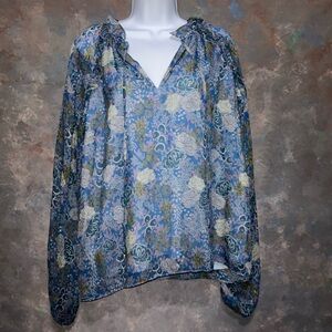Marie Oliver Blue Floral Blouse